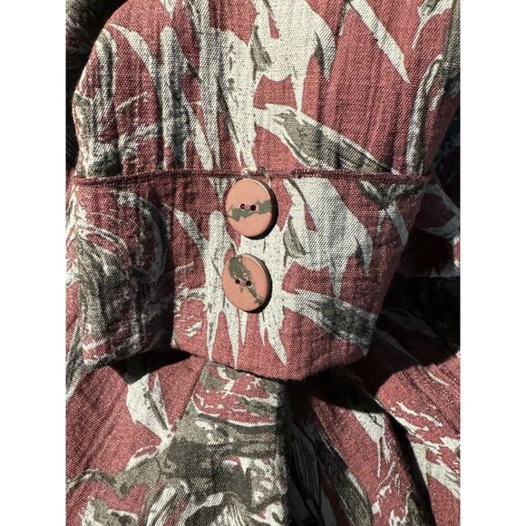 Habitat Boxy Top Size L Maroon Gray Floral Cowl Neck 3/4 Sleeves Relaxed - Picture 5 of 5